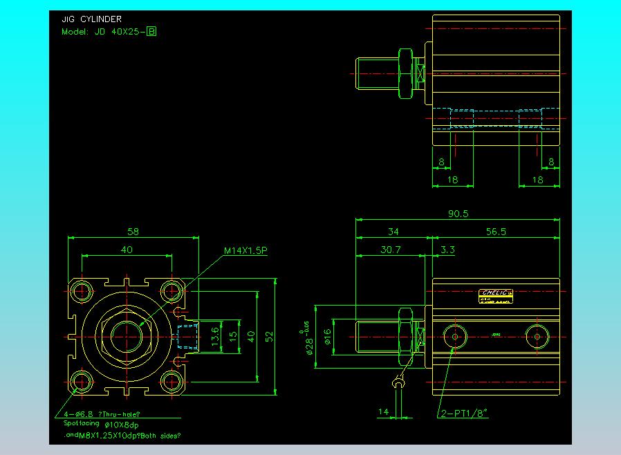 治具气缸2D-JD40x25-B