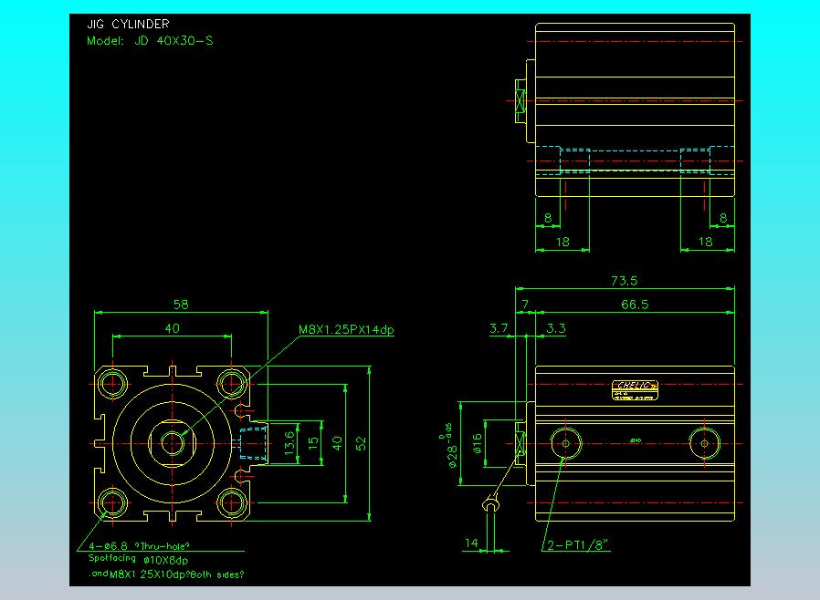治具气缸2D-JD40x30-S