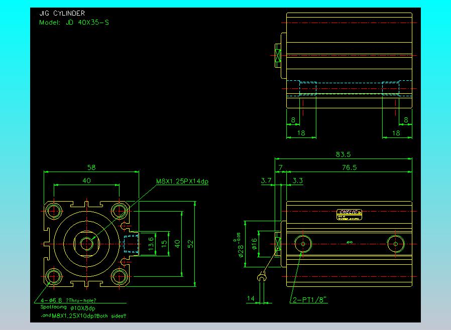治具气缸2D-JD40x35-S