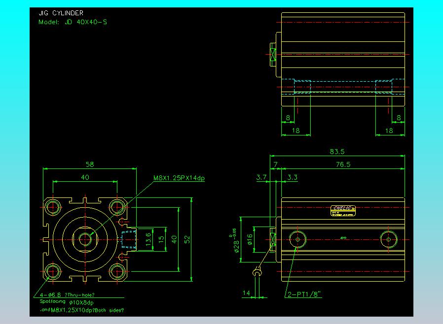 治具气缸2D-JD40x40-S