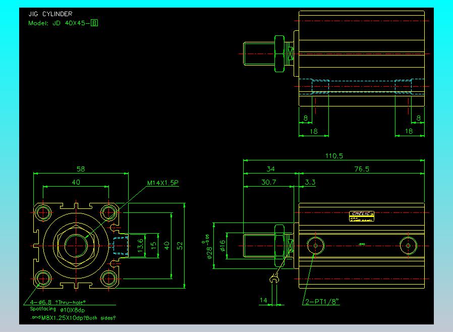 治具气缸2D-JD40x45-B
