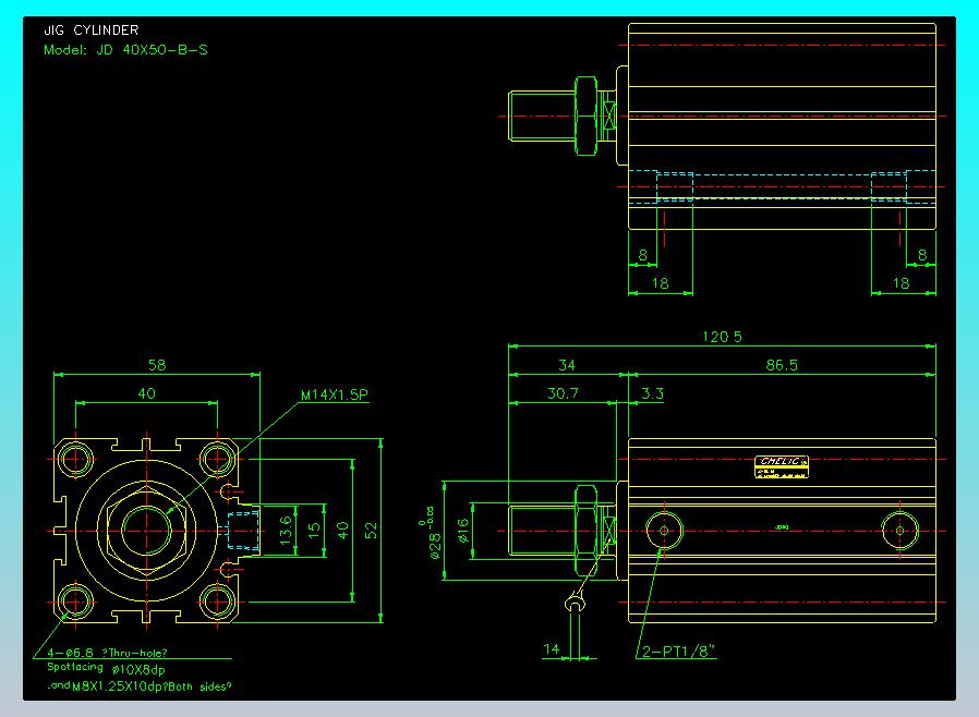 治具气缸2D-JD40x50-B-S