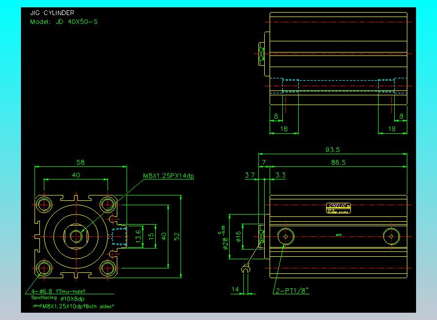 治具气缸2D-JD40x50-S