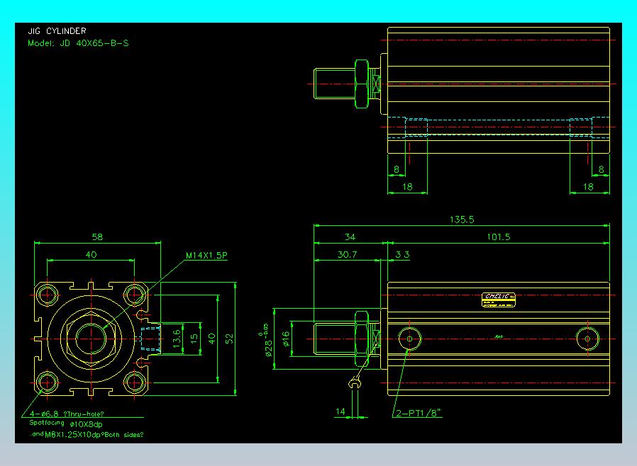 治具气缸2D-JD40x65-B-S