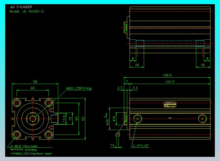 治具气缸2D-JD40x65-S
