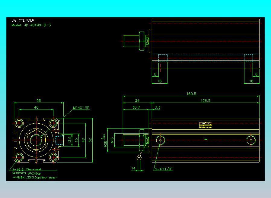 治具气缸2D-JD40x90-B-S