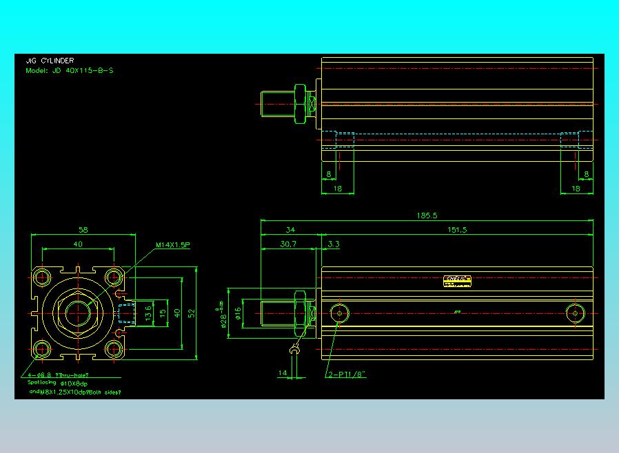 治具气缸2D-JD40x115-B-S