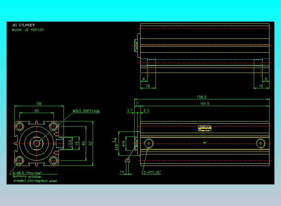 治具气缸2D-JD40x125