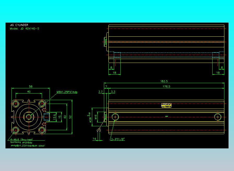 治具气缸2D-JD40x140-S