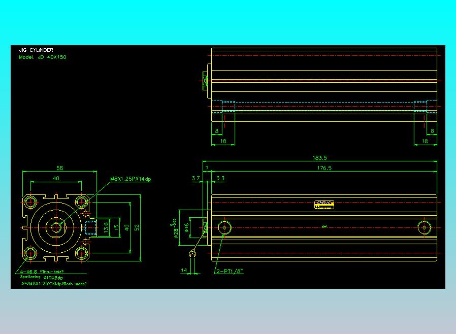 治具气缸2D-JD40x150
