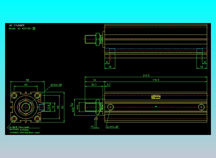 治具气缸2D-JD40x150-B