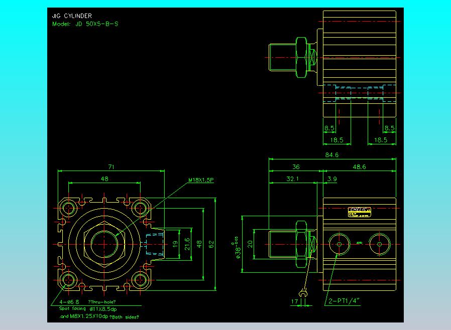 治具气缸2D-JD50x5-B-S