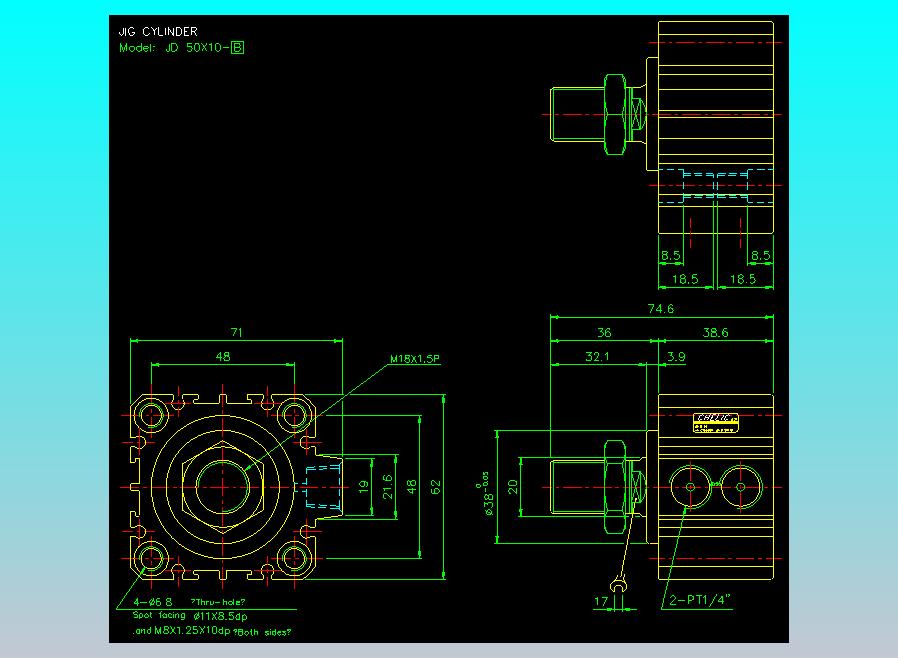 治具气缸2D-JD50x10-B