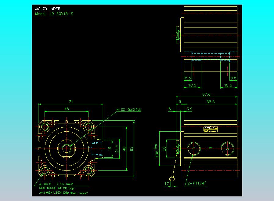 治具气缸2D-JD50x15-S