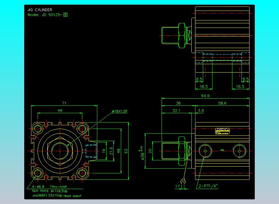 治具气缸2D-JD50x25-B