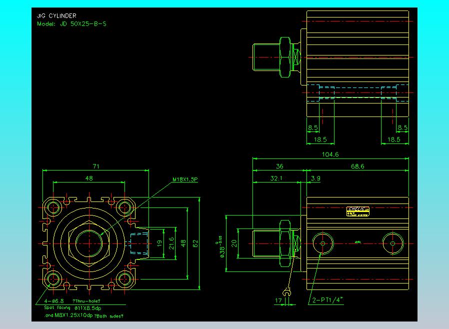 治具气缸2D-JD50x25-B-S
