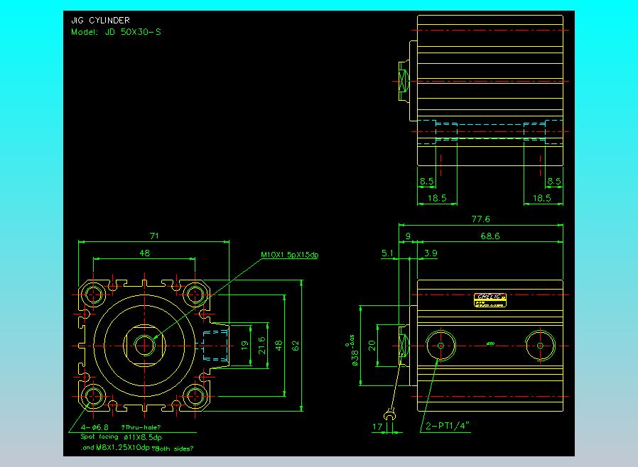 治具气缸2D-JD50x30-S