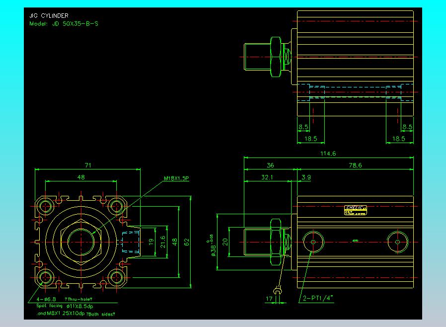 治具气缸2D-JD50x35-B-S