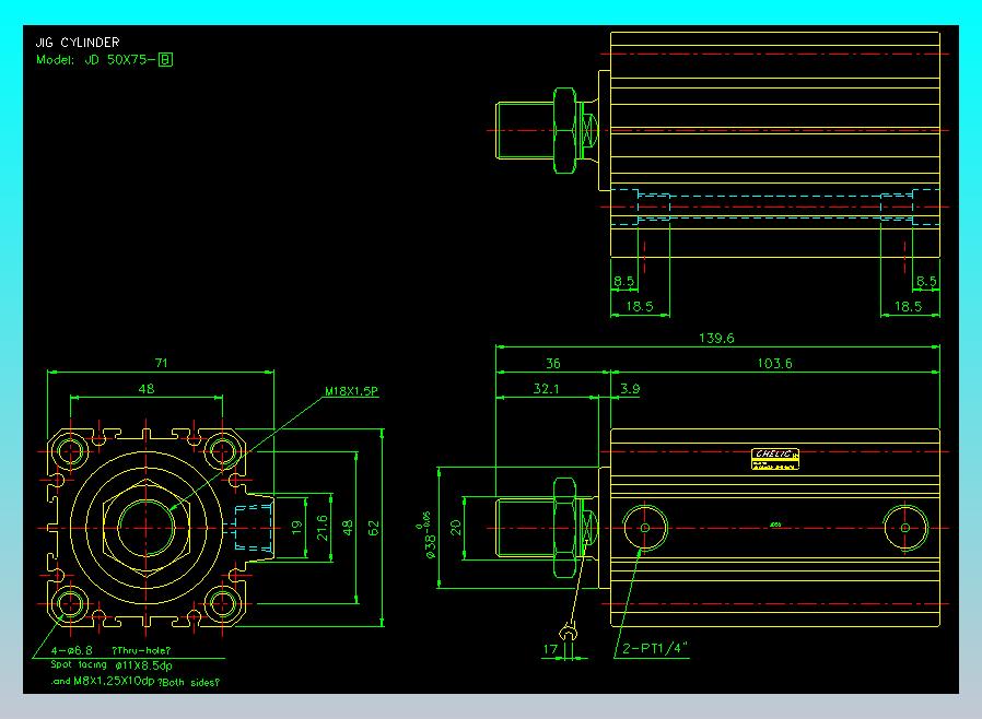 治具气缸2D-JD50x75-B