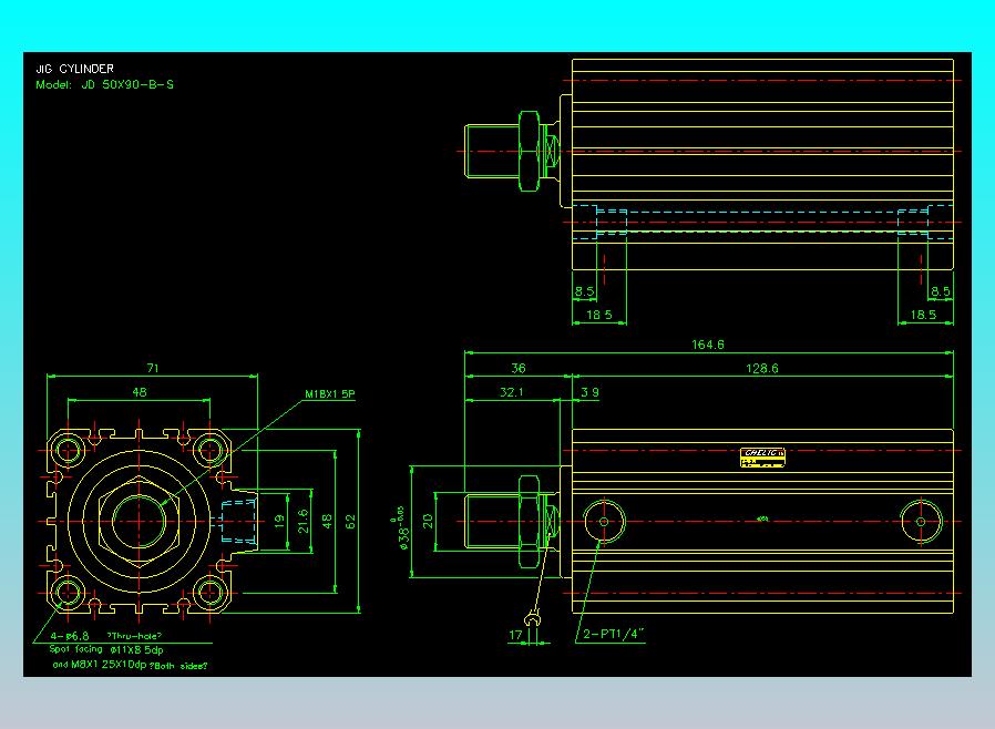 治具气缸2D-JD50x90-B-S