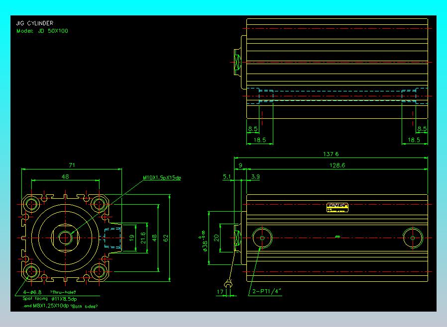 治具气缸2D-JD50x100