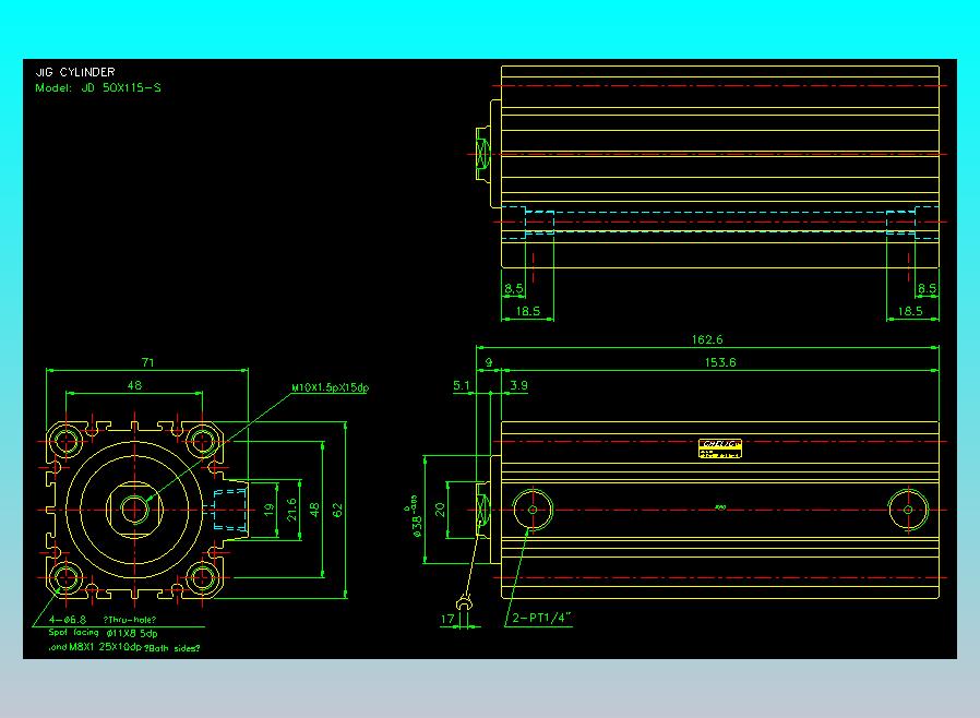 治具气缸2D-JD50x115-S