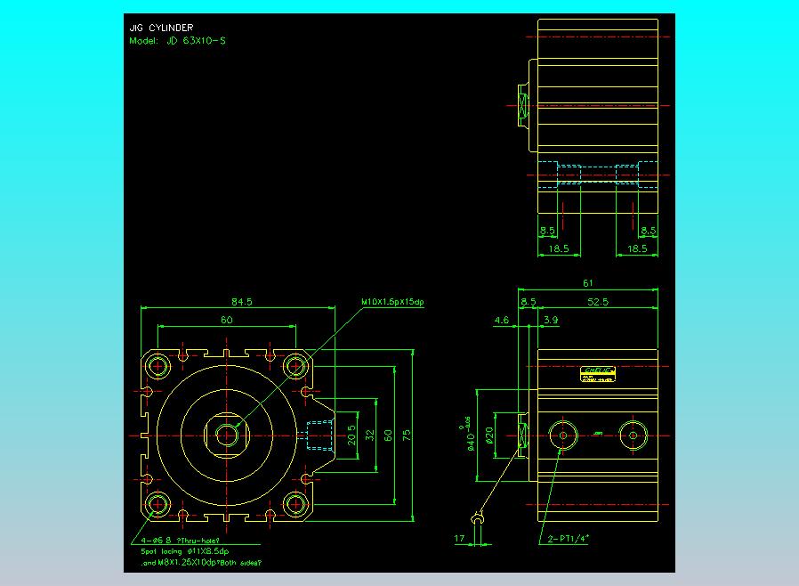 治具气缸2D-JD63x10-S