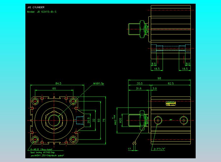 治具气缸2D-JD63x15-B-S