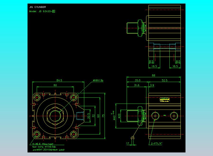 治具气缸2D-JD63x20-B