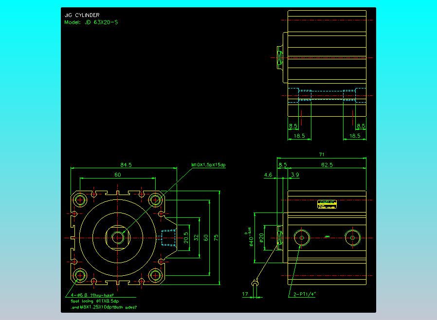 治具气缸2D-JD63x20-S