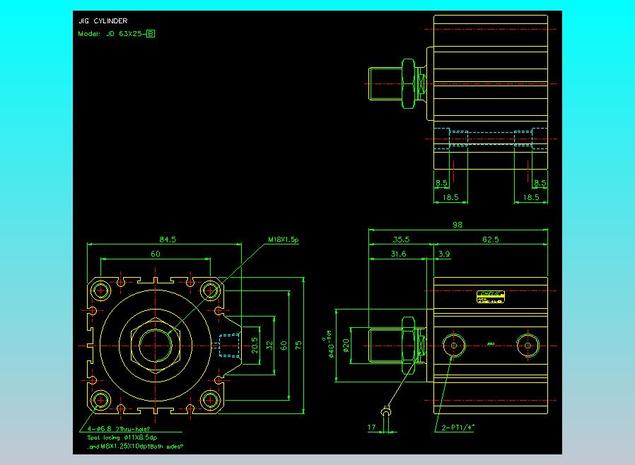 治具气缸2D-JD63x25-B