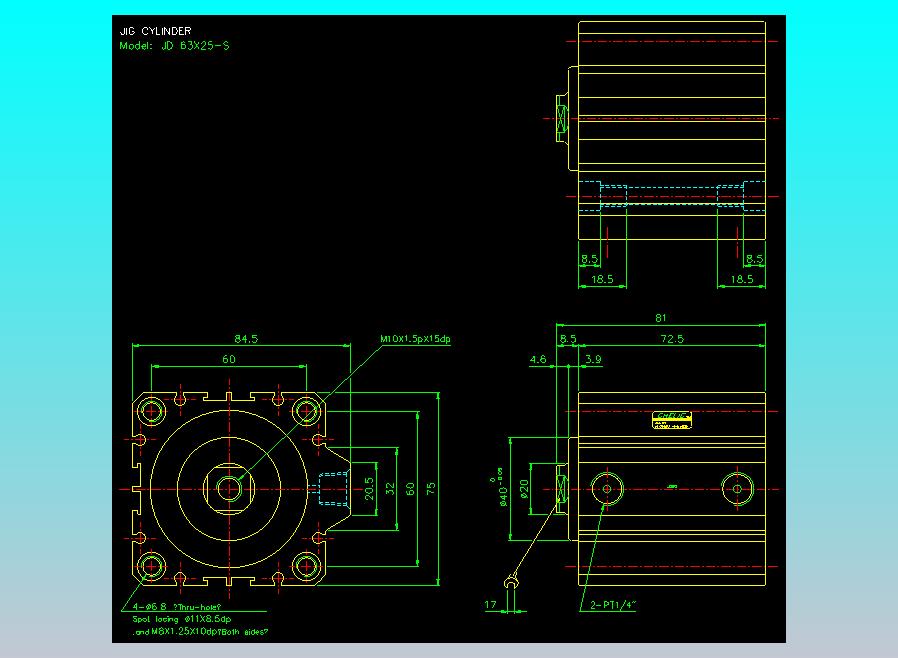 治具气缸2D-JD63x25-S