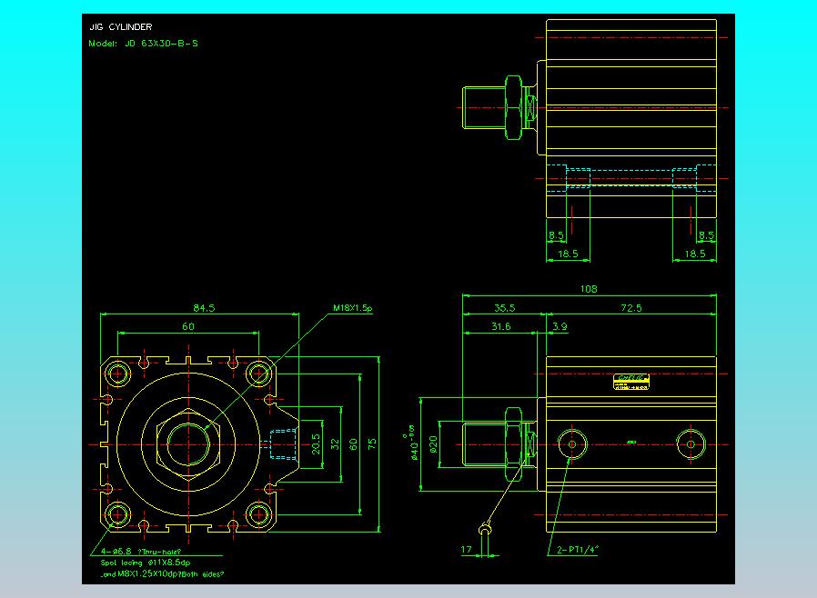 治具气缸2D-JD63x30-B-S