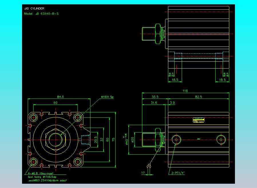 治具气缸2D-JD63x40-B-S