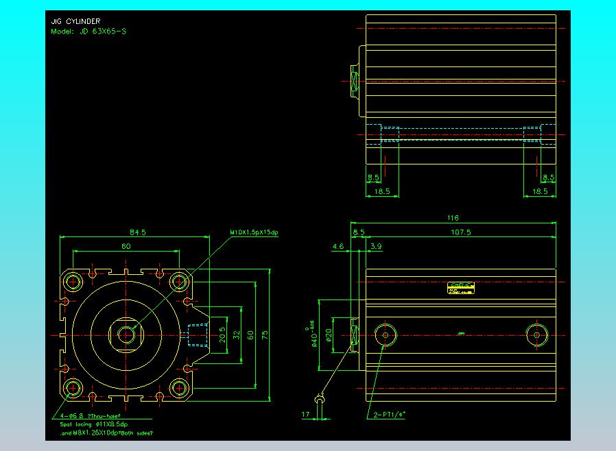 治具气缸2D-JD63x65-S