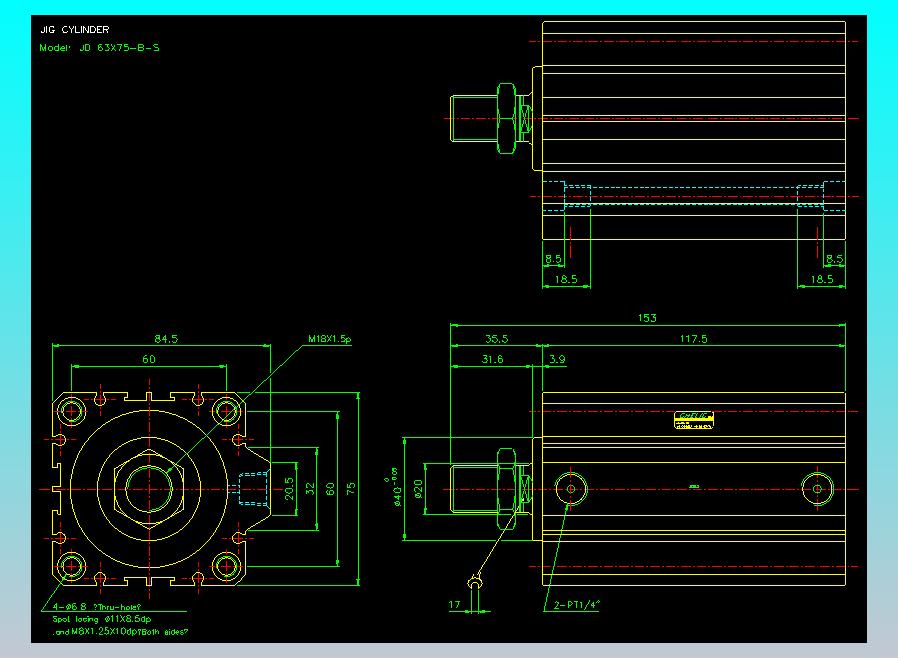 治具气缸2D-JD63x75-B-S