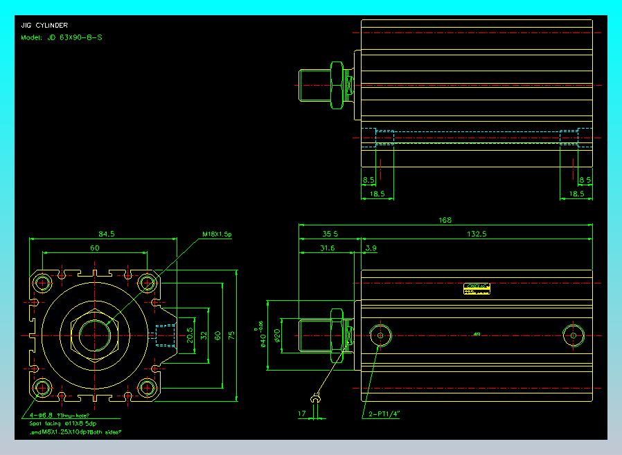 治具气缸2D-JD63x90-B-S