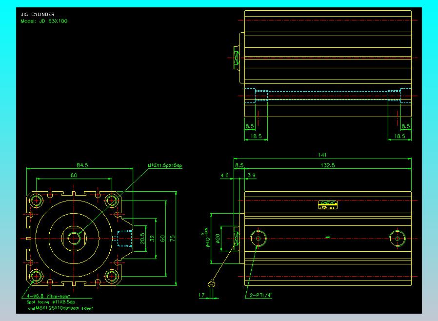 治具气缸2D-JD63x100