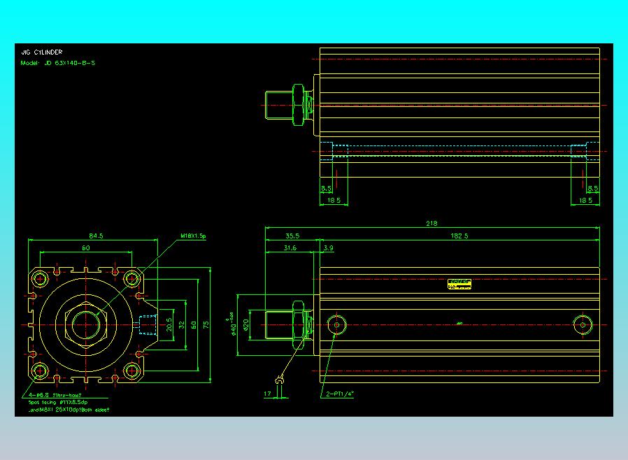 治具气缸2D-JD63x140-B-S