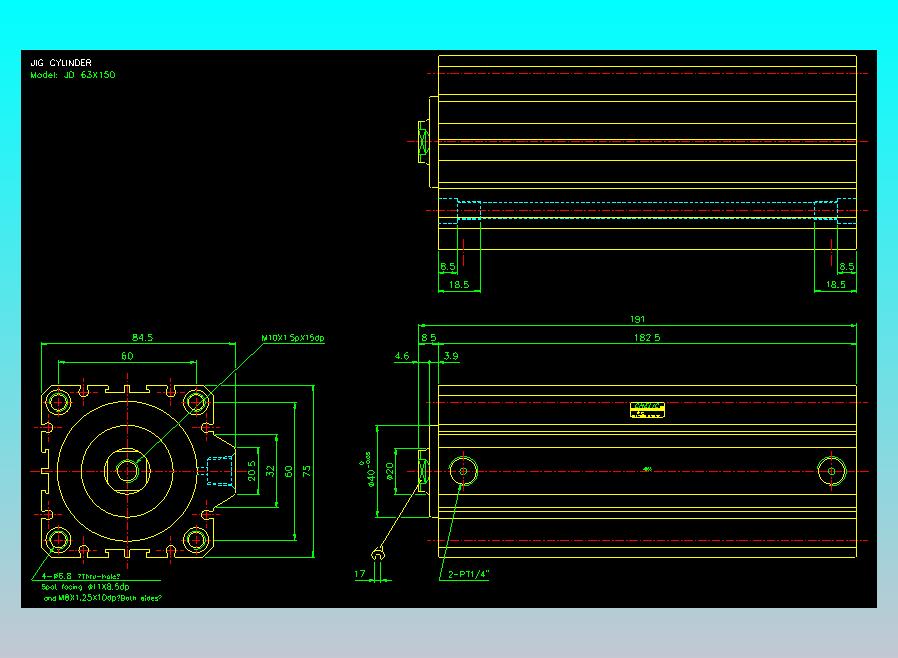 治具气缸2D-JD63x150
