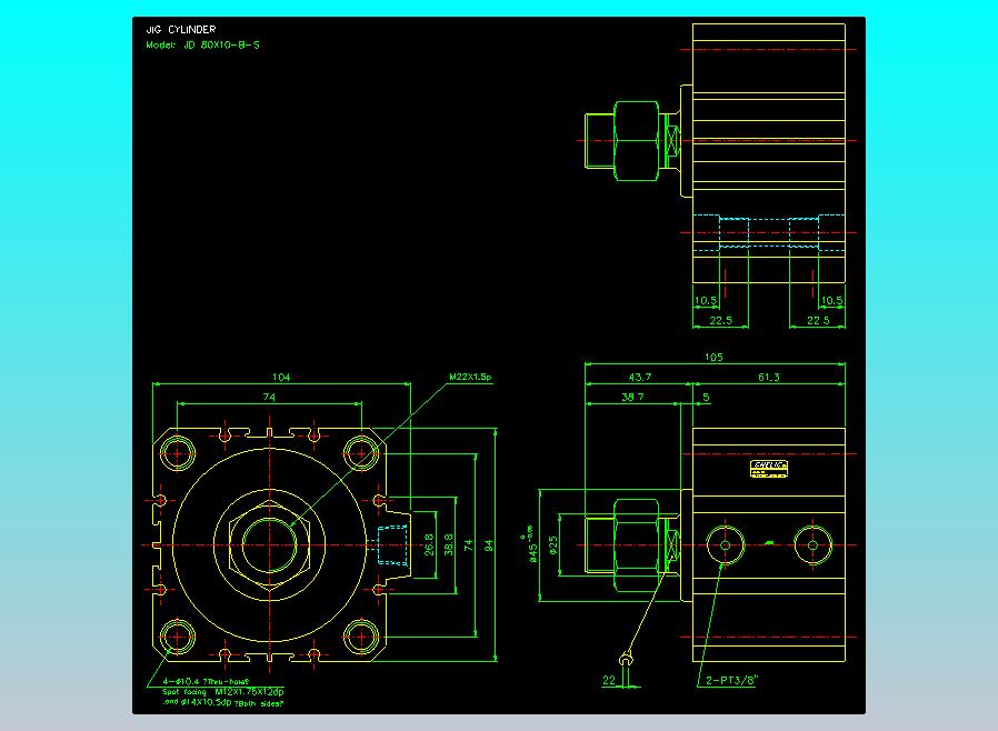 治具气缸2D-JD80x10-B-S