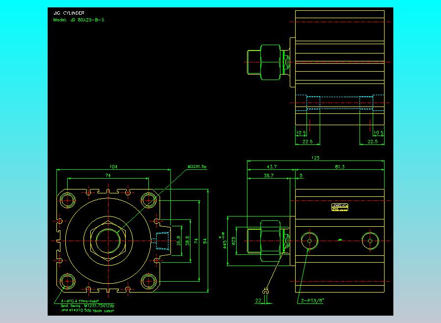 治具气缸2D-JD80x25-B-S