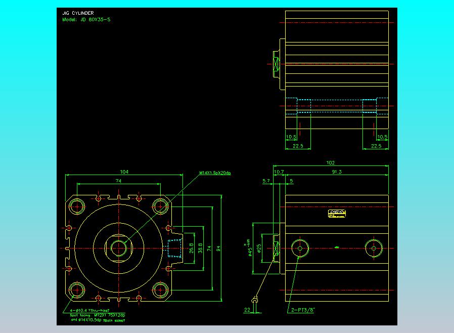治具气缸2D-JD80x35-S