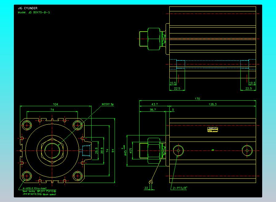 治具气缸2D-JD80x75-B-S