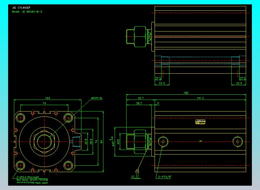 治具气缸2D-JD80x90-B-S