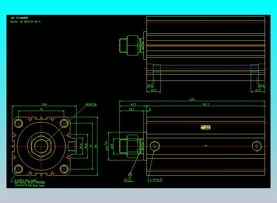 治具气缸2D-JD80x140-B-S