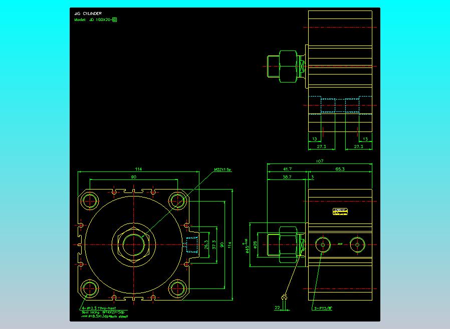 治具气缸2D-JD100x20-B