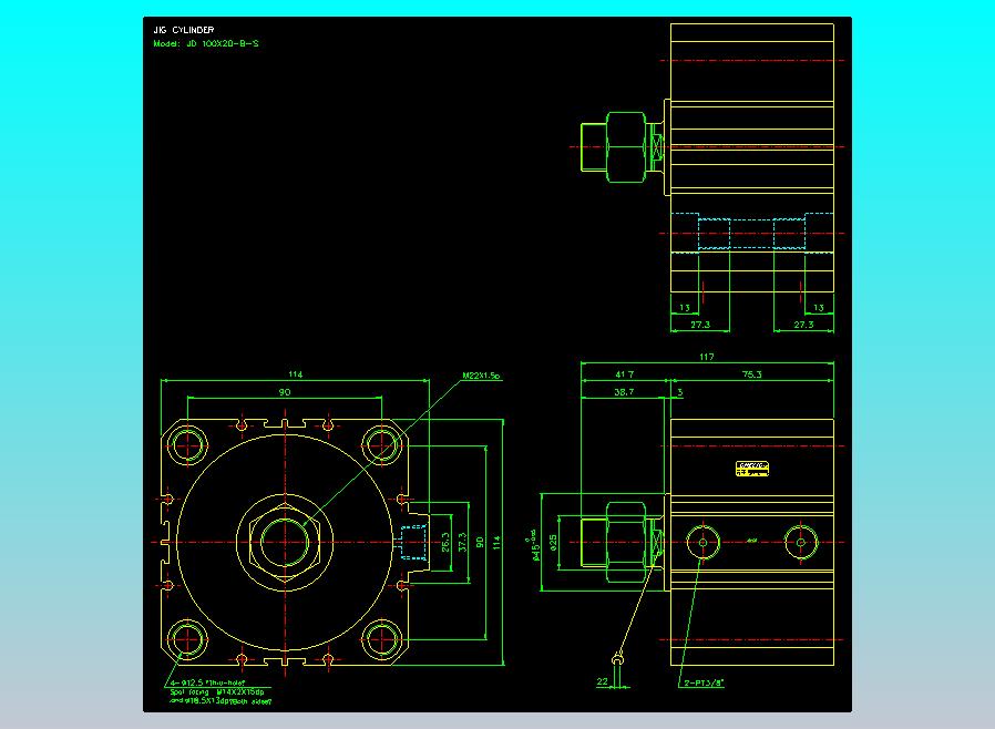 治具气缸2D-JD100x20-B-S