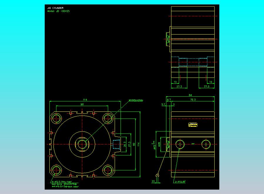 治具气缸2D-JD100x25