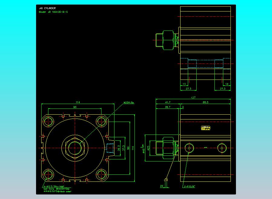 治具气缸2D-JD100x25-B-S